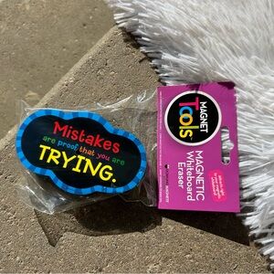 🩶5/$30 Magnet Tools Whiteboard Eraser Mistakes are Proof You Are Trying NEW
